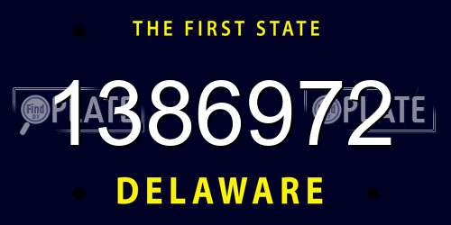 1386972 Delaware License Plate