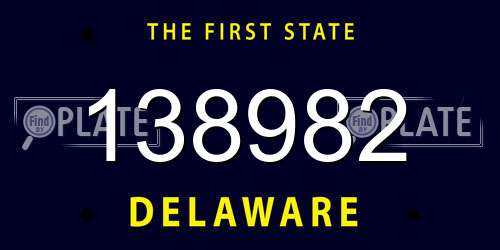 138982 Delaware License Plate