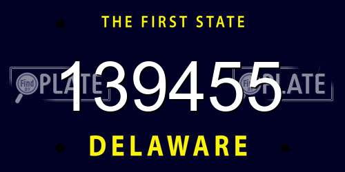139455 Delaware License Plate