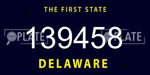 139458 Delaware License Plate