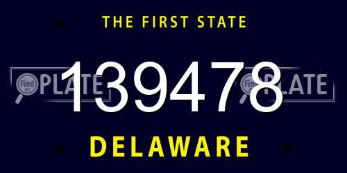 139478 Delaware License Plate