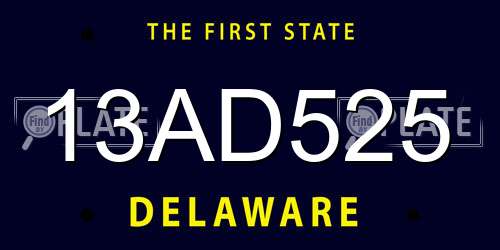 13AD525 Delaware License Plate