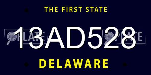 13AD528 Delaware License Plate
