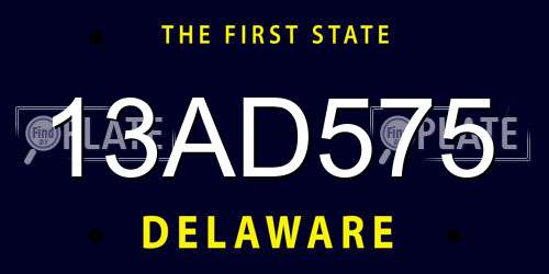 13AD575 Delaware License Plate
