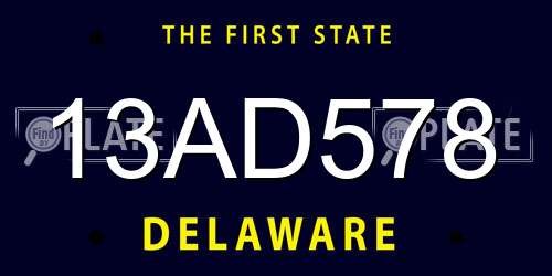 13AD578 Delaware License Plate