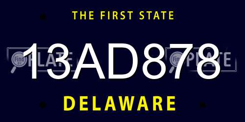 13AD878 Delaware License Plate