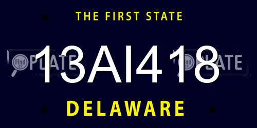 13AI418 Delaware License Plate