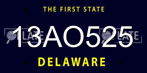 13AO525 Delaware License Plate
