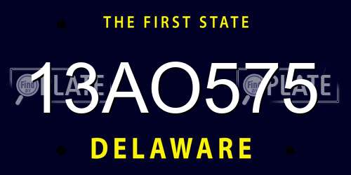 13AO575 Delaware License Plate