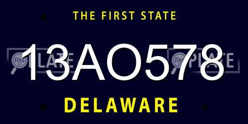 13AO578 Delaware License Plate