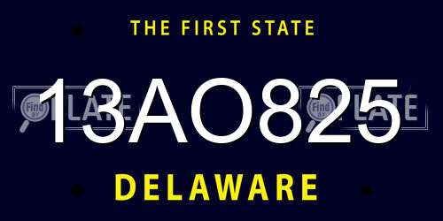 13AO825 Delaware License Plate
