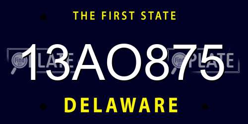 13AO875 Delaware License Plate