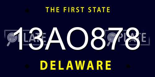 13AO878 Delaware License Plate