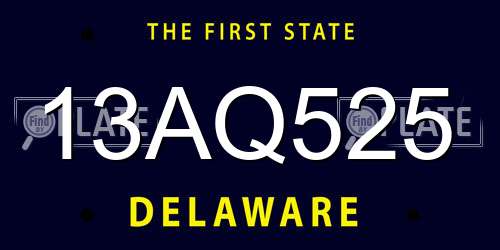 13AQ525 Delaware License Plate