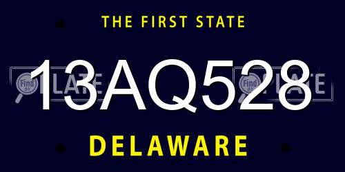 13AQ528 Delaware License Plate