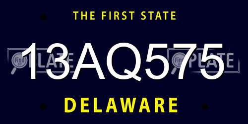 13AQ575 Delaware License Plate