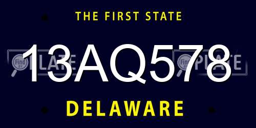 13AQ578 Delaware License Plate