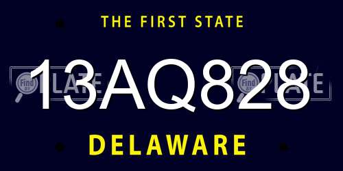 13AQ828 Delaware License Plate