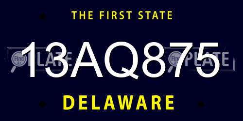 13AQ875 Delaware License Plate