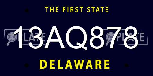 13AQ878 Delaware License Plate