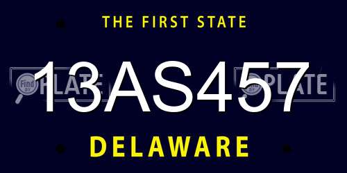 13AS457 Delaware License Plate