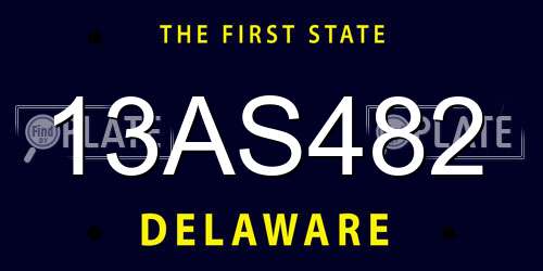 13AS482 Delaware License Plate