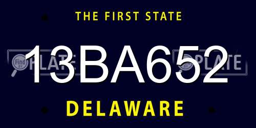13BA652 Delaware License Plate