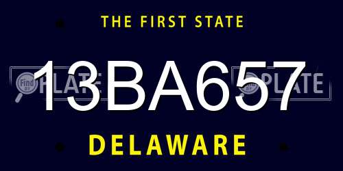 13BA657 Delaware License Plate