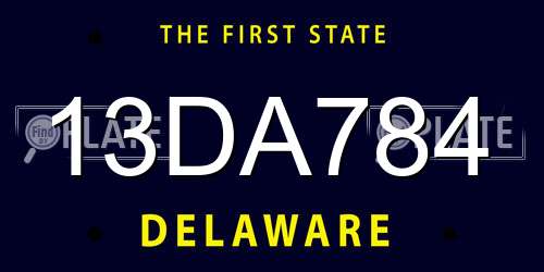 13DA784 Delaware License Plate