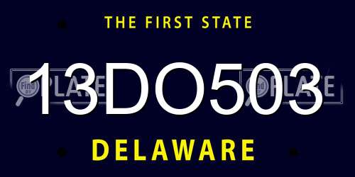 13DO503 Delaware License Plate