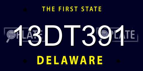 13DT391 Delaware License Plate