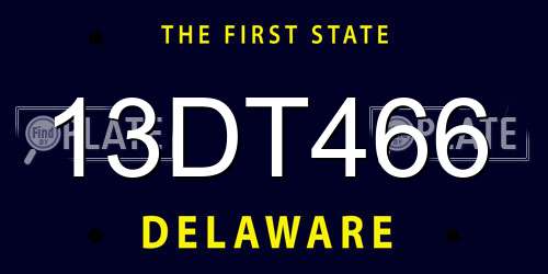 13DT466 Delaware License Plate