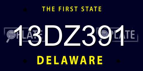 13DZ391 Delaware License Plate