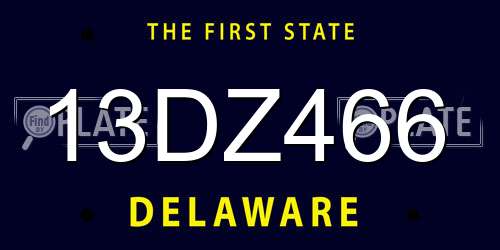 13DZ466 Delaware License Plate