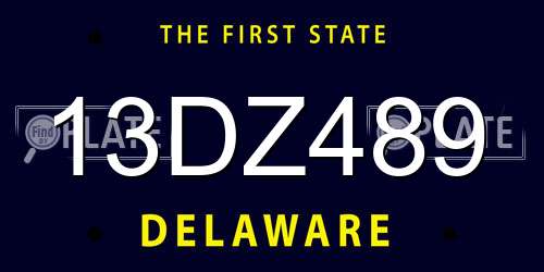 13DZ489 Delaware License Plate