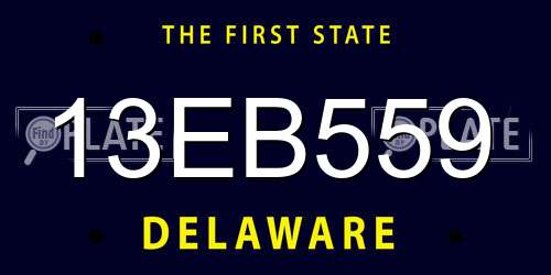 13EB559 Delaware License Plate