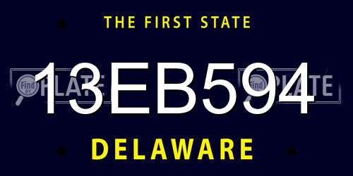 13EB594 Delaware License Plate