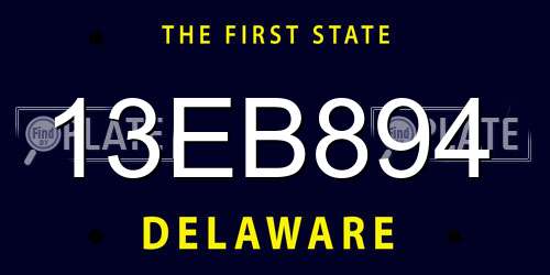 13EB894 Delaware License Plate