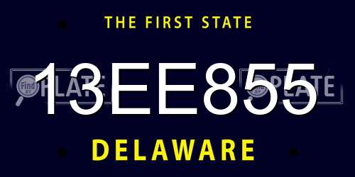13EE855 Delaware License Plate