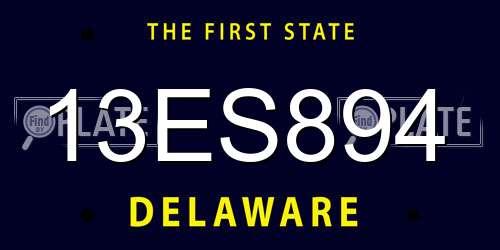 13ES894 Delaware License Plate