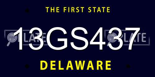 13GS437 Delaware License Plate