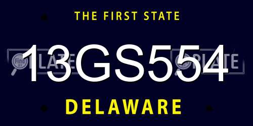 13GS554 Delaware License Plate