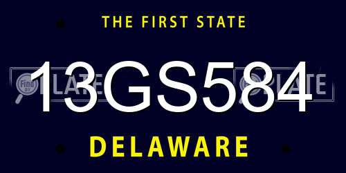 13GS584 Delaware License Plate