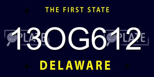 13OG612 Delaware License Plate