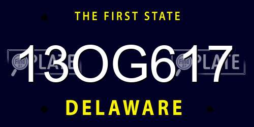 13OG617 Delaware License Plate