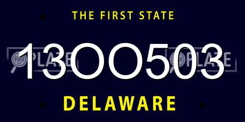 13OO503 Delaware License Plate