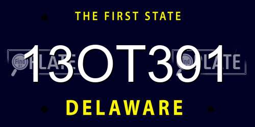 13OT391 Delaware License Plate