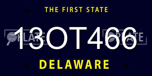 13OT466 Delaware License Plate