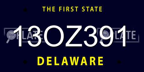 13OZ391 Delaware License Plate