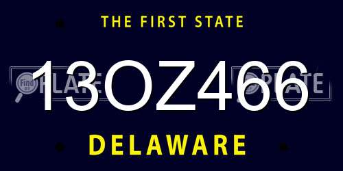 13OZ466 Delaware License Plate